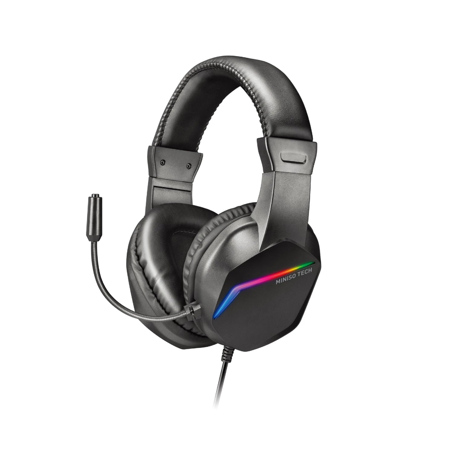 TECH Series Wired Rainbow LED Backlit Headphones Model: SW-H02(Black)