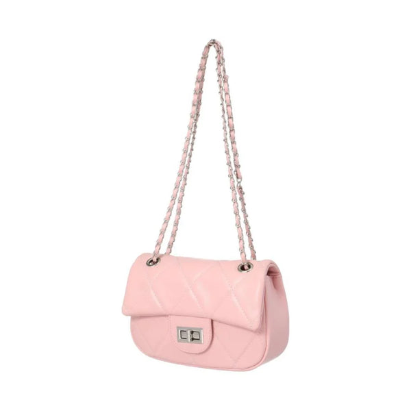 Rhombus Pattern Chain Flip Cover Crossbody Bag (Pink)
