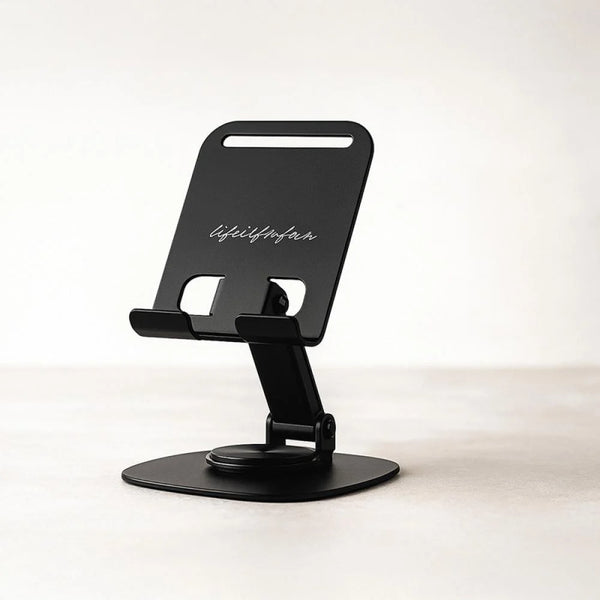 Life is for Fun Series Metal Rotating Phone Holder for Desk (Black)