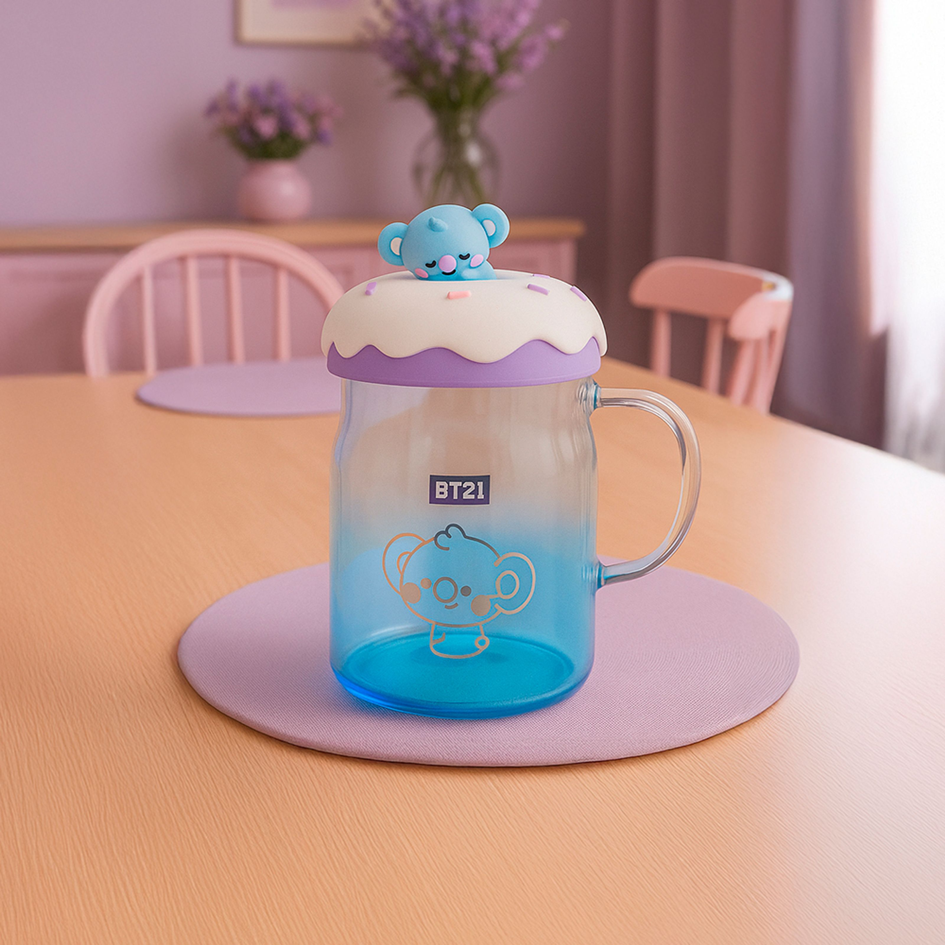 BT21 BABY Collection Glass Mug with Lid & Decoration 640mL (KOYA) BT21 BABY Collection Glass Mug with Lid & Decoration 640mL (KOYA)