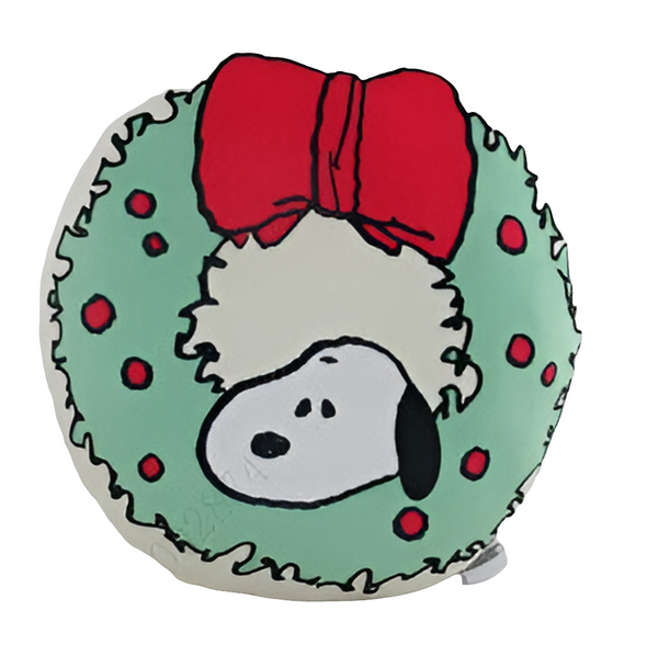 Snoopy Christmas Party Collection 16in. Double-Side Round Pillow(White)