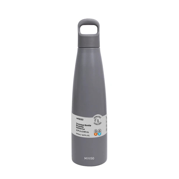 MINISO Colorful Series Double-Wall Insulated Bottle with Handle 500mL(Gray) MINISO Colorful Series Double-Wall Insulated Bottle with Handle 500mL(Gray)