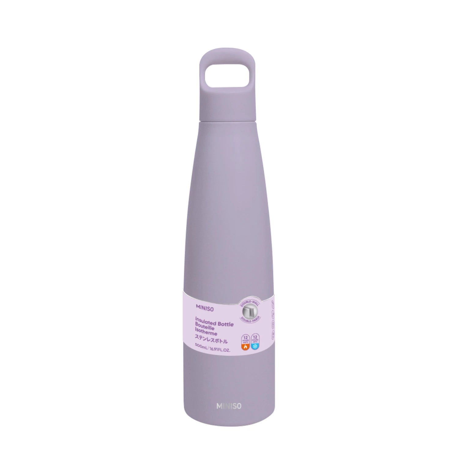 MINISO Colorful Series Double-Wall Insulated Bottle with Handle 500mL(Purple) MINISO Colorful Series Double-Wall Insulated Bottle with Handle 500mL(Purple)