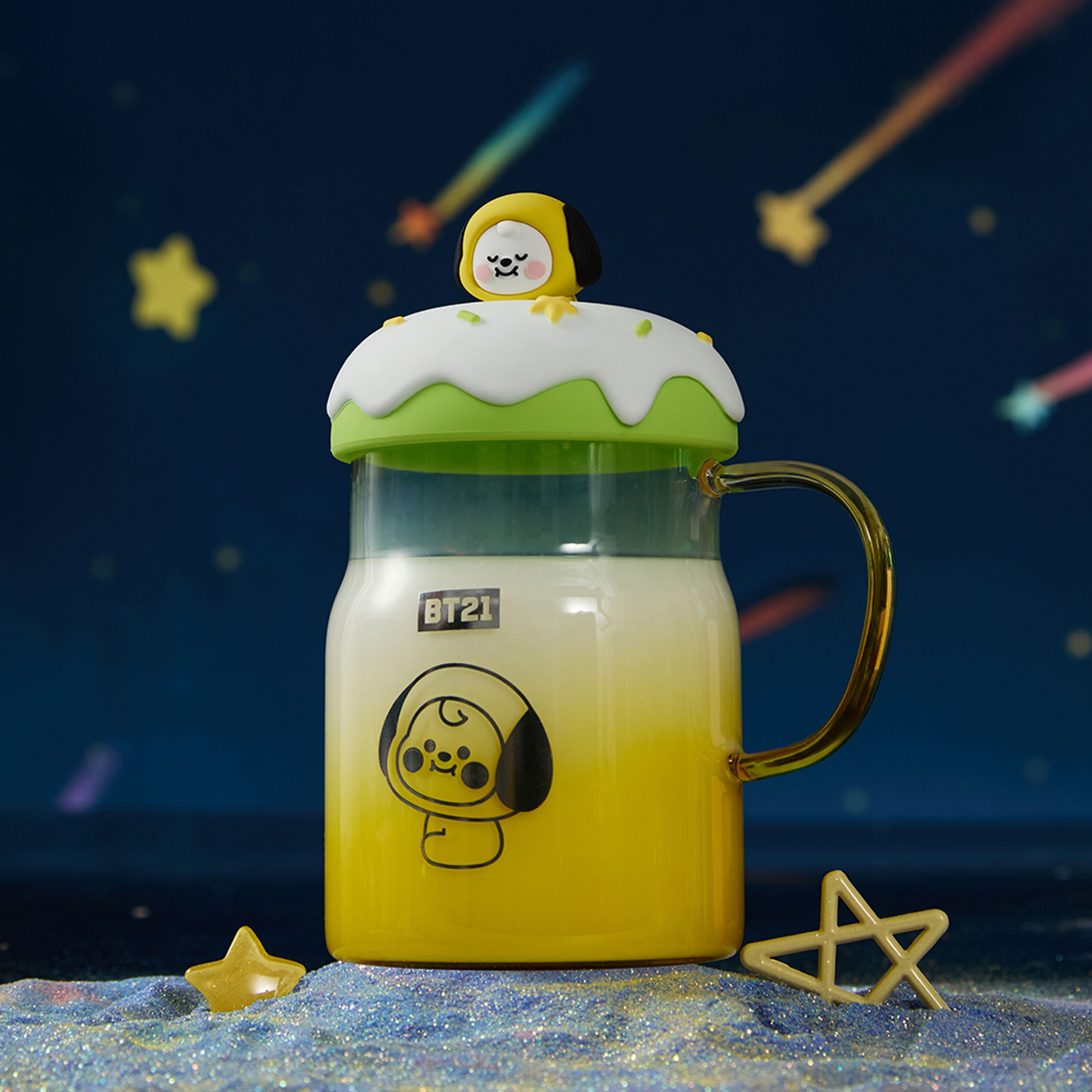 BT21 BABY Collection Glass Mug with Lid & Decoration 640mL (CHIMMY) BT21 BABY Collection Glass Mug with Lid & Decoration 640mL (CHIMMY)