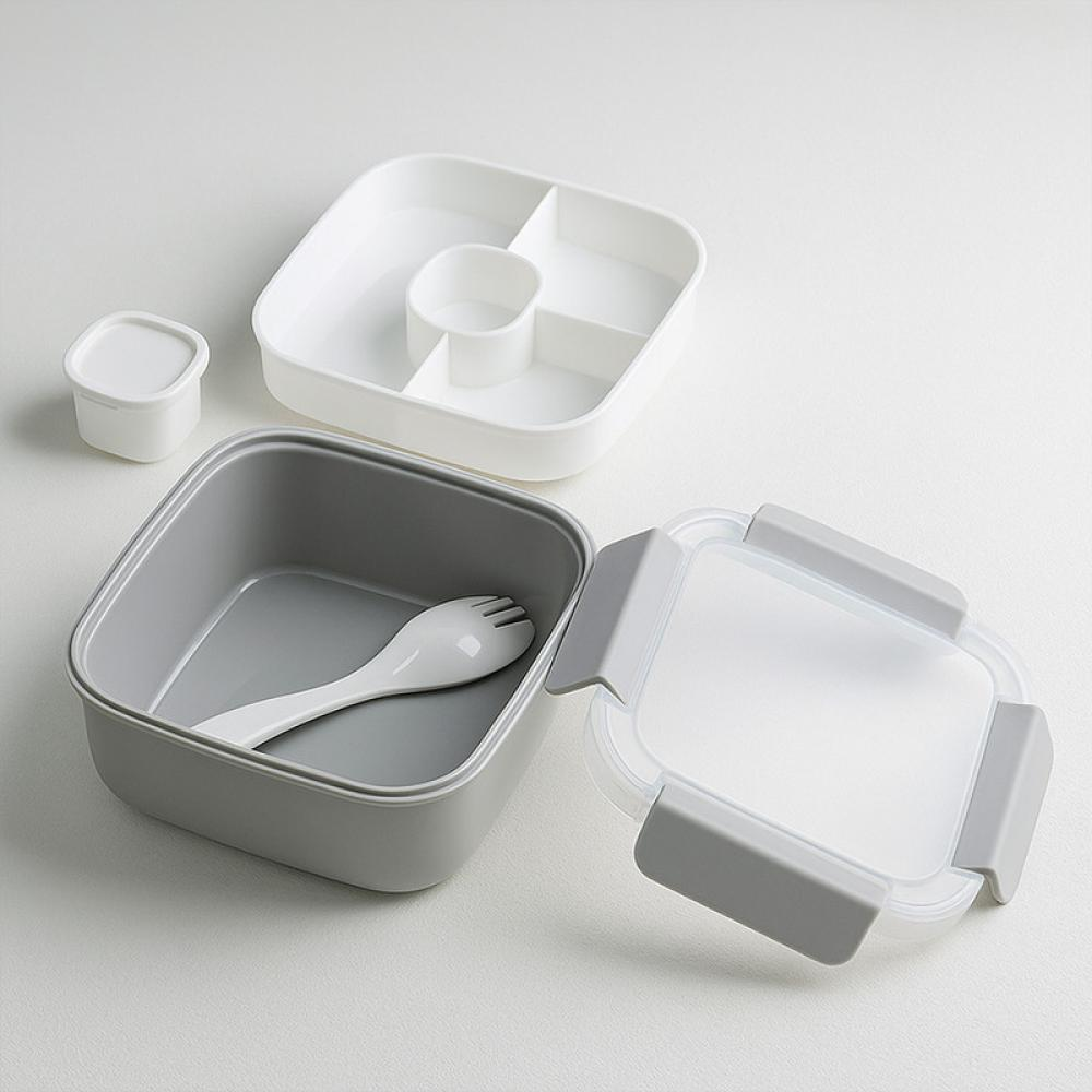Graceful Series 2 Compartments Salad Container 1.1L(Gray) Graceful Series 2 Compartments Salad Container 1.1L(Gray)