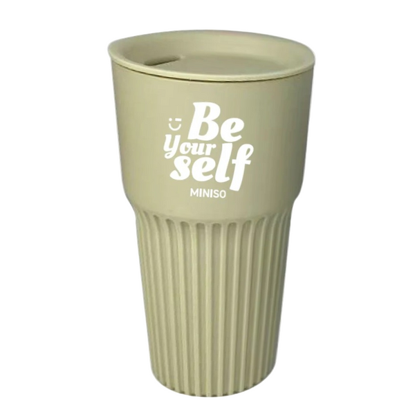 Graffiti Print Plastic Coffee Cup 550ml (Beige)