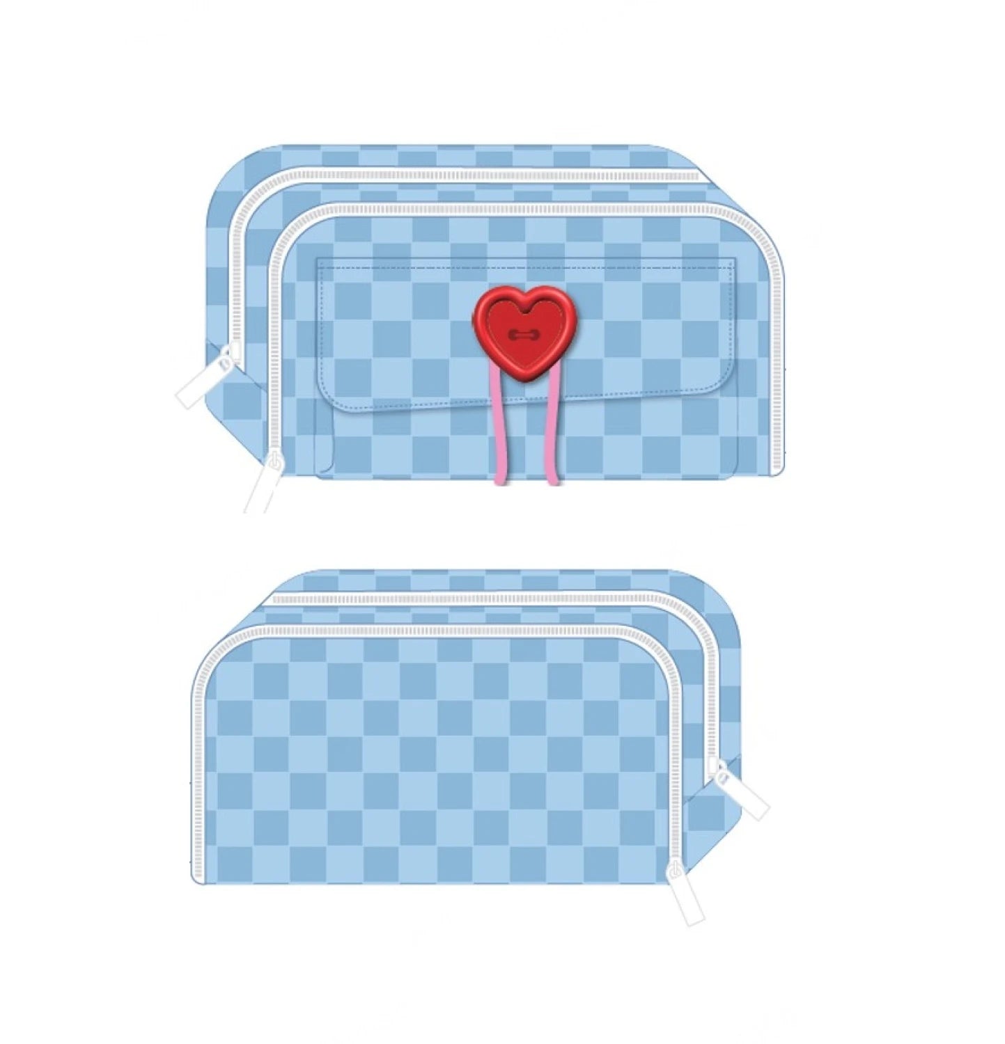 Big Button Series Heart Button Big Fabric Pencil Case (21*11*7.5cm)