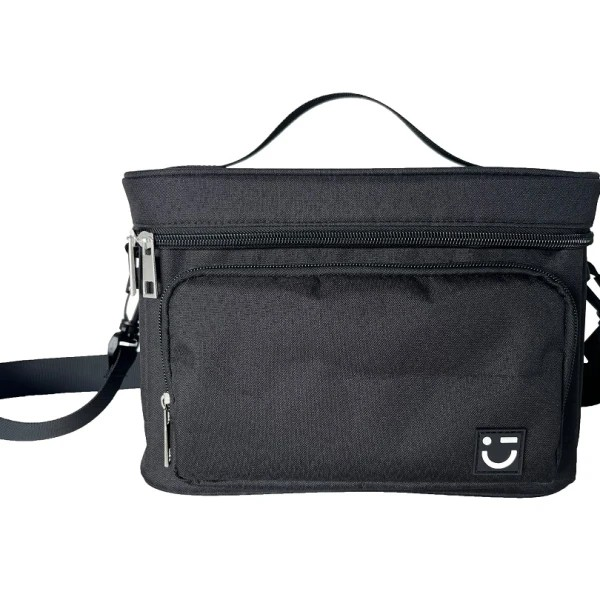 Solid Color Large Capacity Crossbody Lunch Bag (Black)