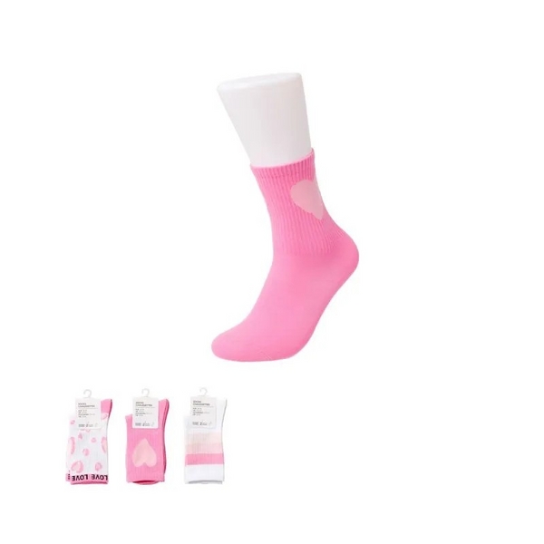 Fashion Women's Crew Socks (2 Pairs)(Pink)