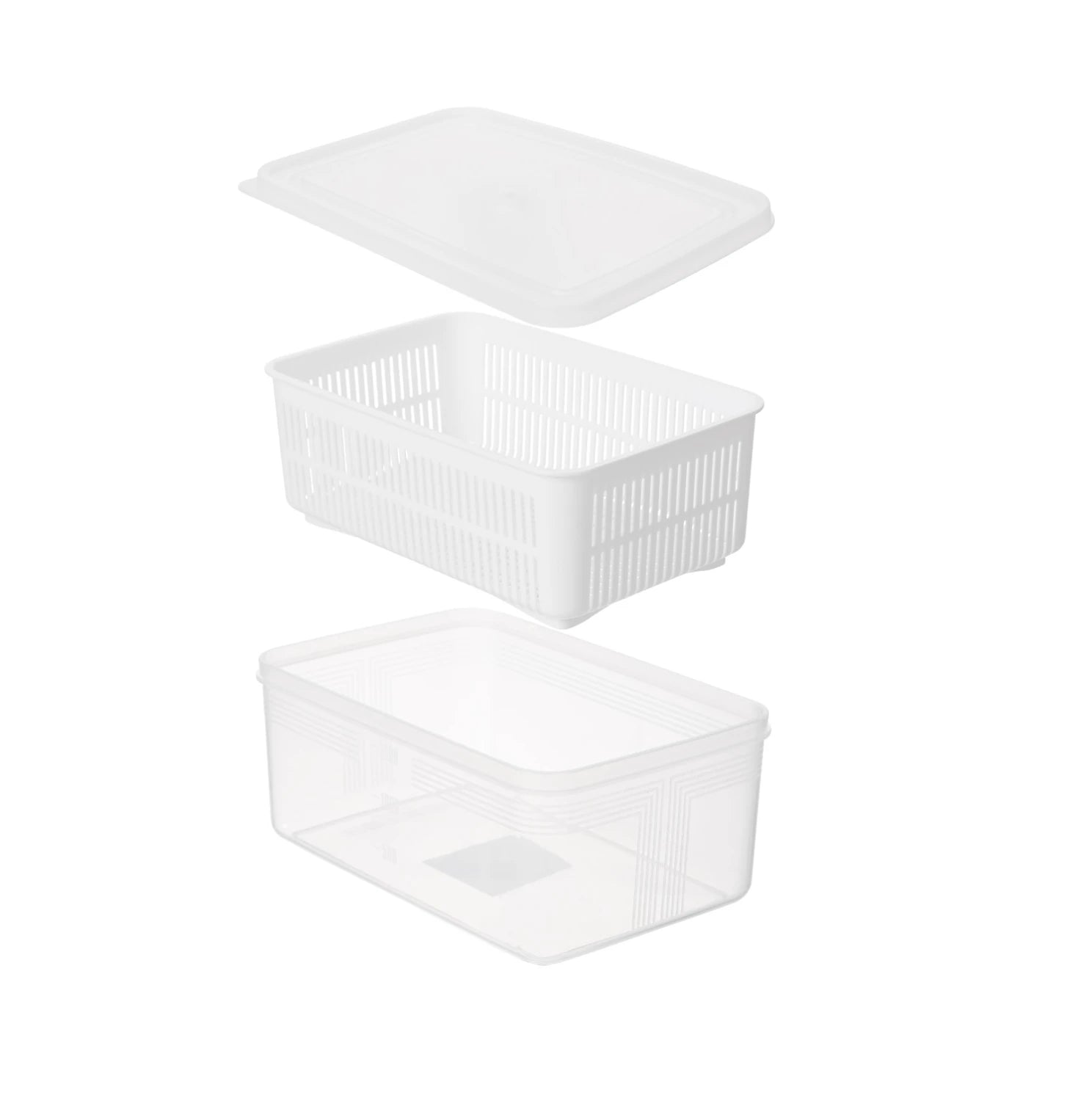 Transparent White Series Drain Basket Food Container 1700mL