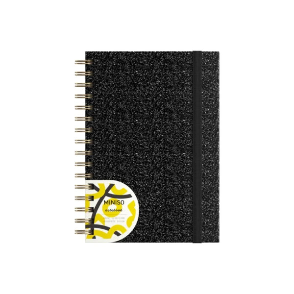 Glitter Series A5 PU Separator Pages Wire-bound Book with Band (Black) (80 Sheets)