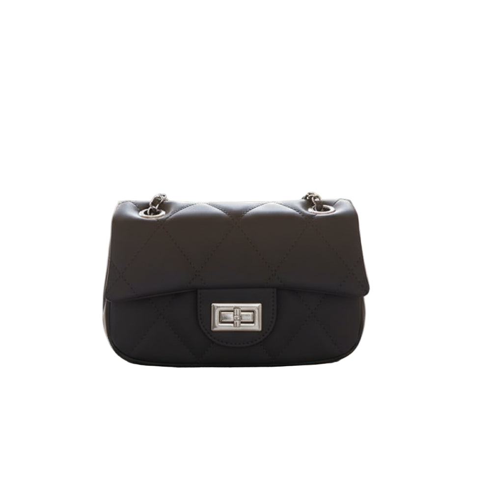 Rhombus Pattern Chain Flip Cover Crossbody Bag (Black) Rhombus Pattern Chain Flip Cover Crossbody Bag (Black)