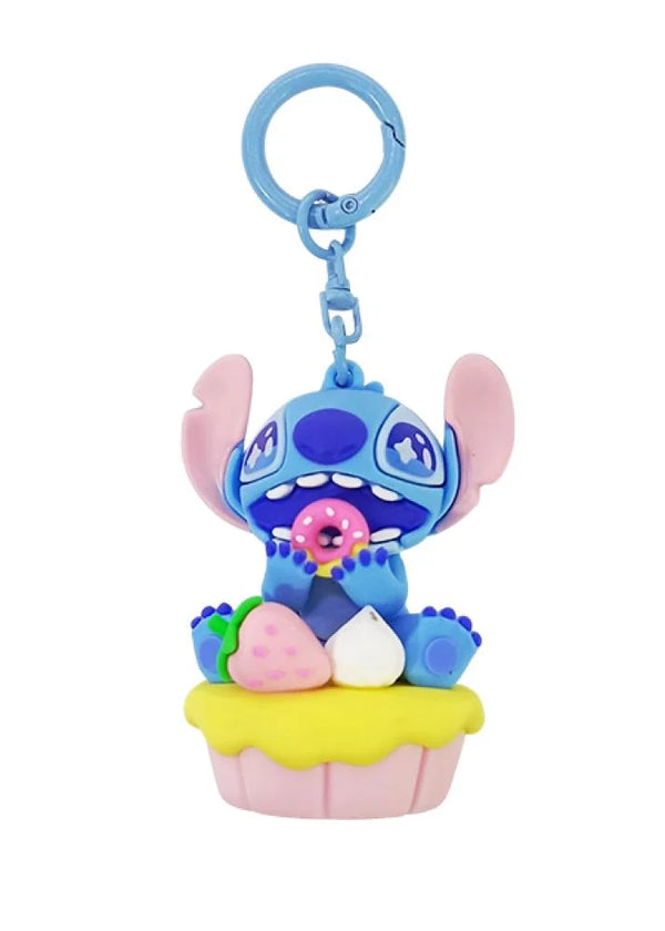 Disney Stitch Dinner Party Collection Strawberry Cupcake Keychain(Stitch)