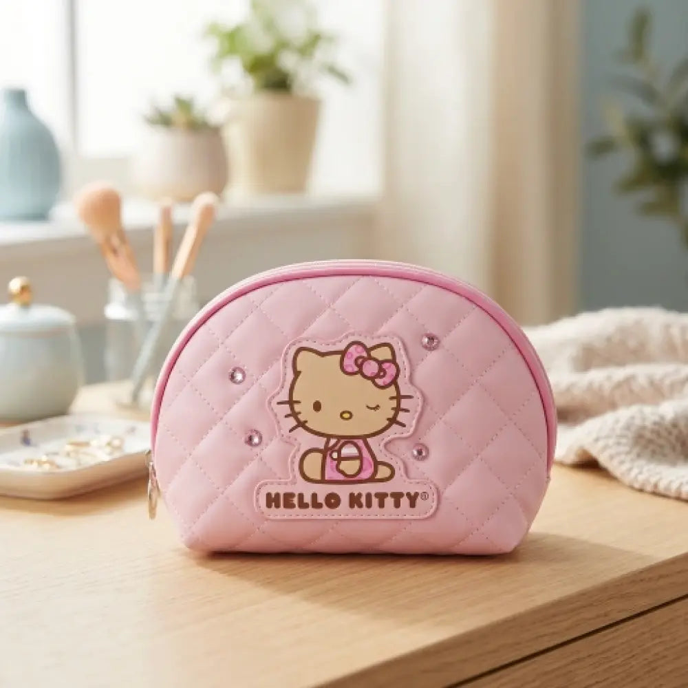 Hello Kitty Leopard Print Shell-Shaped Cosmetic Bag(Pink)