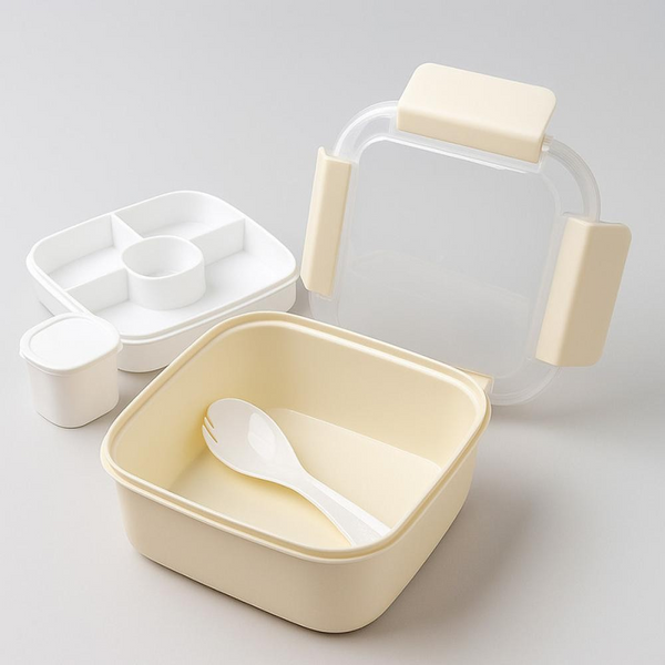 Graceful Series 2 Compartments Salad Container 1.1L(Beige)