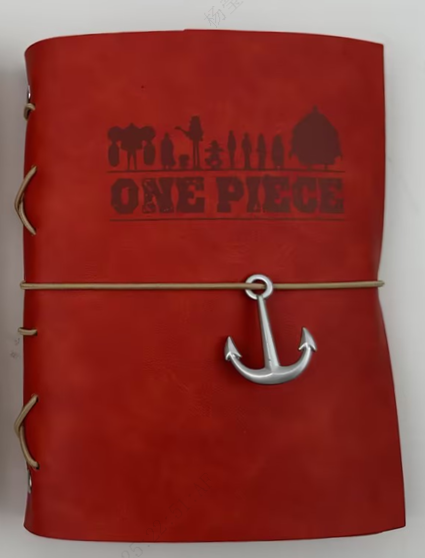 One Piece Classic Collection Red B6 PU Loose-Leaf Wire-bound Book with Band (80 Sheets)
