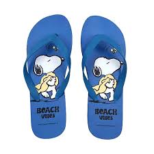 Snoopy Summer Travel Collection Men's Flip-Flops(Blue,41-42)