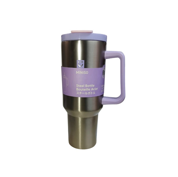 Dopamine Series Double Wall Steel Bottle with Handle & Straw 1200mL(Purple)