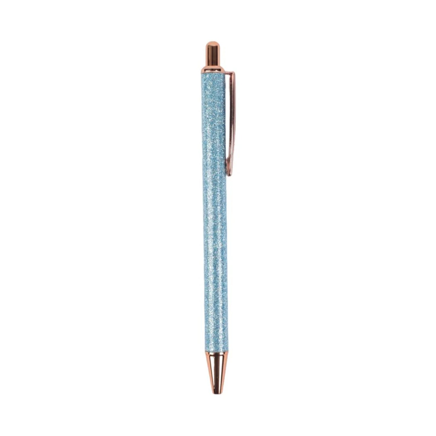 Glitter Series Glittery Metal Ballpoint Pen (0.7mm, Black) (Blue Barrel)