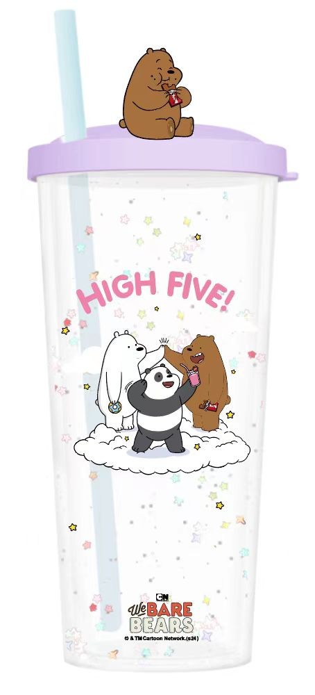 We Bare Bears Collection Dessert Series Double Wall Plastic Tumbler with Straw (550mL)(Grizz)