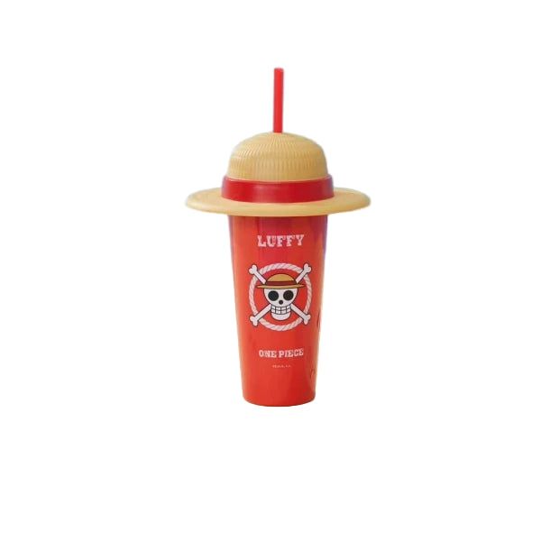 One Piece Classic Collection Hat Plastic Tumbler with Straw (640mL, Red)