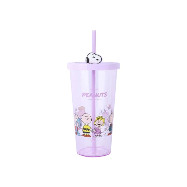 Snoopy Colorful Life Collection Plastic Bottle with Straw (600mL)(Purple)