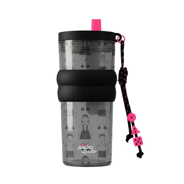 SQUID GAME Collection Large Capacity Straw Bottle with Sleeve 1100mL