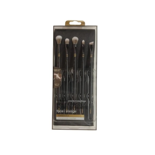 Black Gold Series 5-Piece Eye Makeup Brush Set with Storage Bag