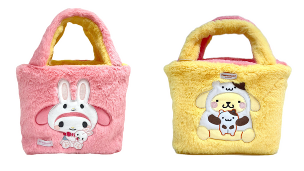 Sanrio characters Double-Sided Plush Lunch Bag(My melody & Pompompurin)