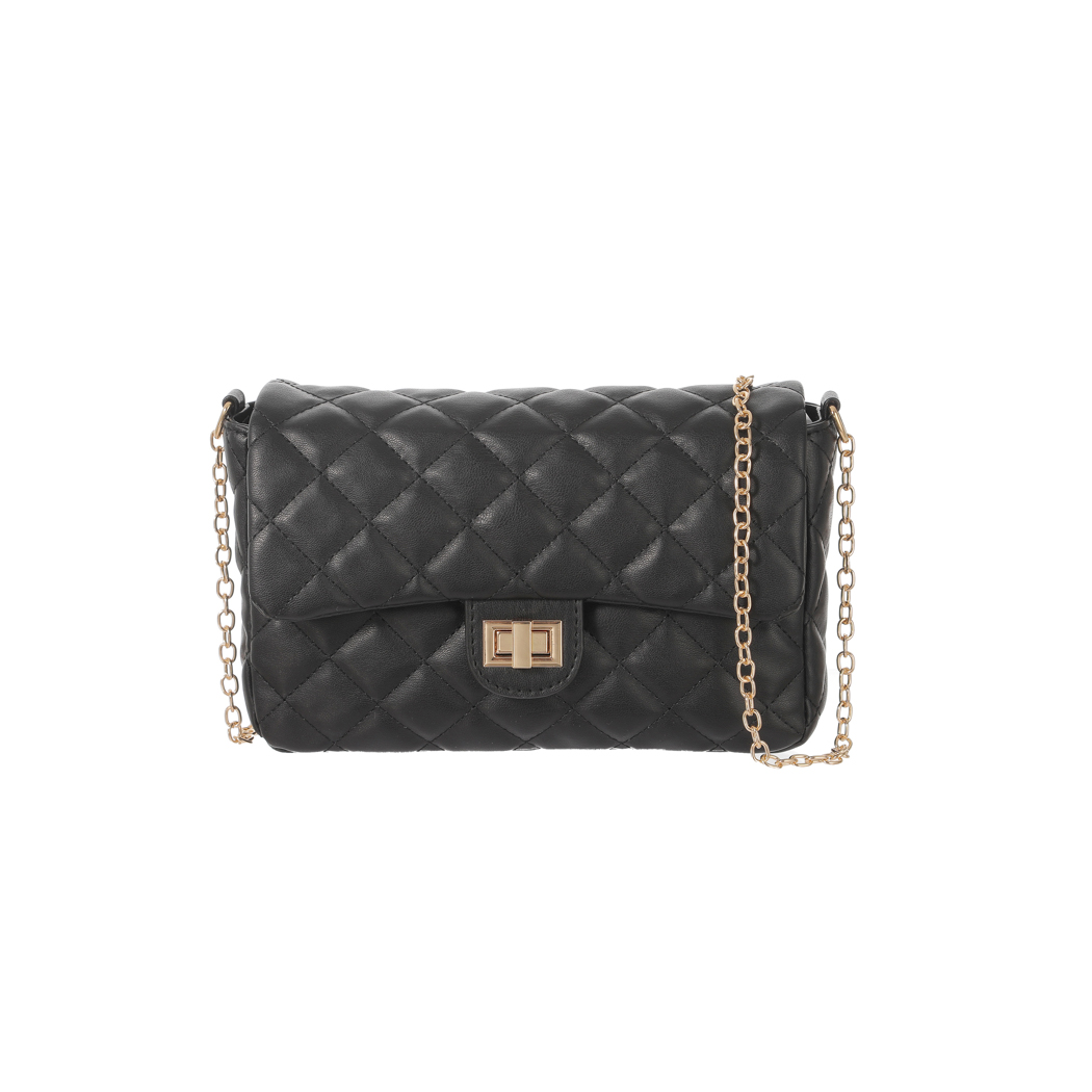 Classic Diamond Lattice Pattern Flap Crossbody Bag(Black) – Miniso Jordan