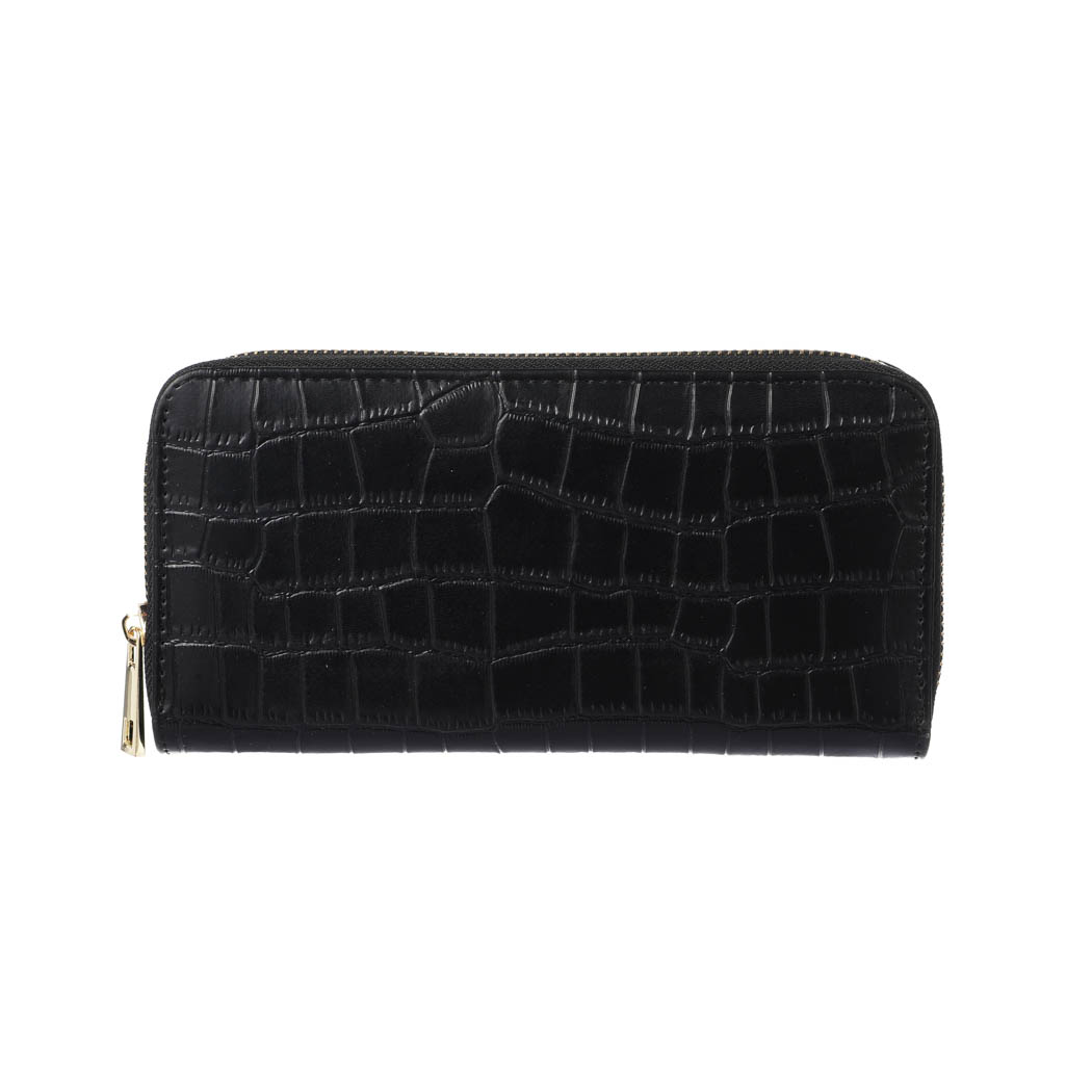 Women’s Crocodile Pattern Zip Around Long Wallet(Black) – Miniso Jordan